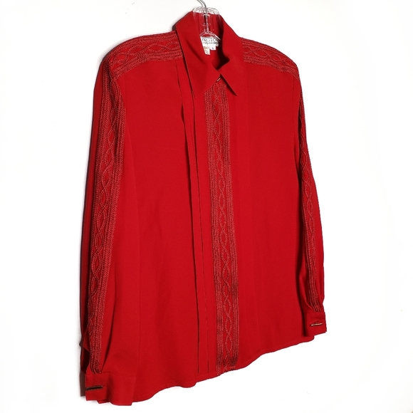 STARINGTON  Red Embroidered Button Blouse - Picture 2 of 15